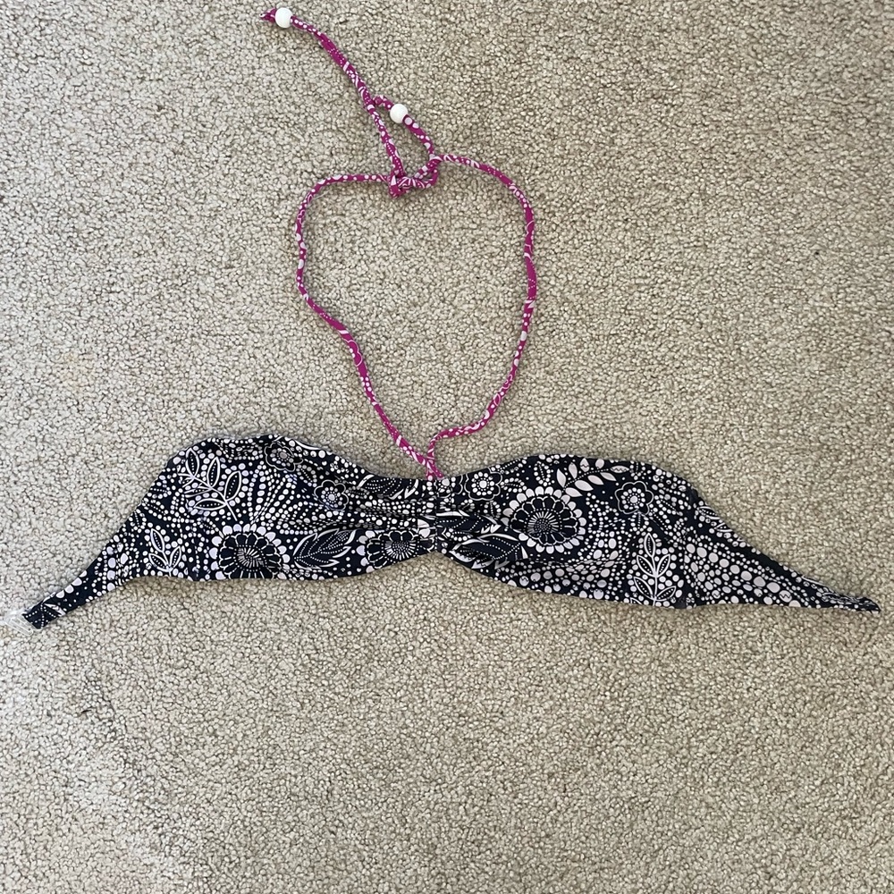 Aeropostale Black & White Paisley Bandeau Bikini Set Small